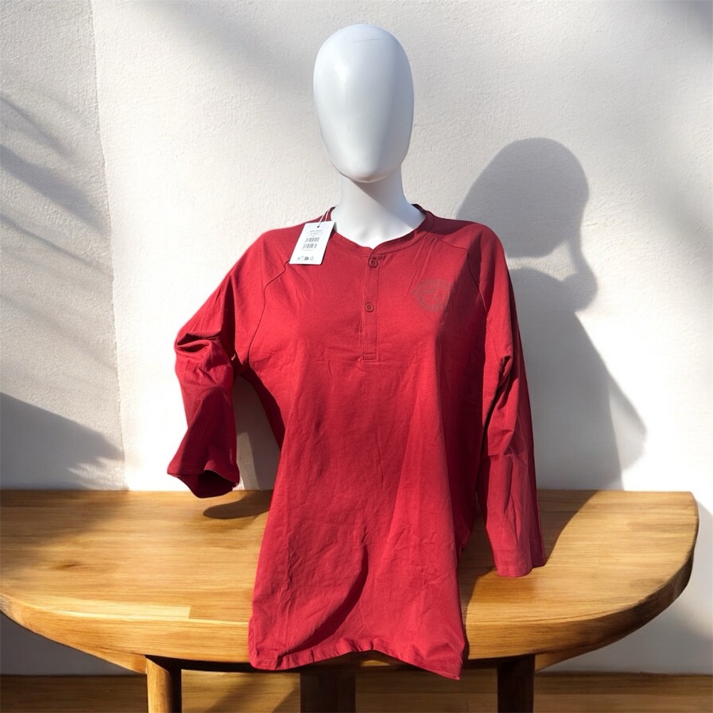 Gymshark Burgundy Long Sleeve Henley